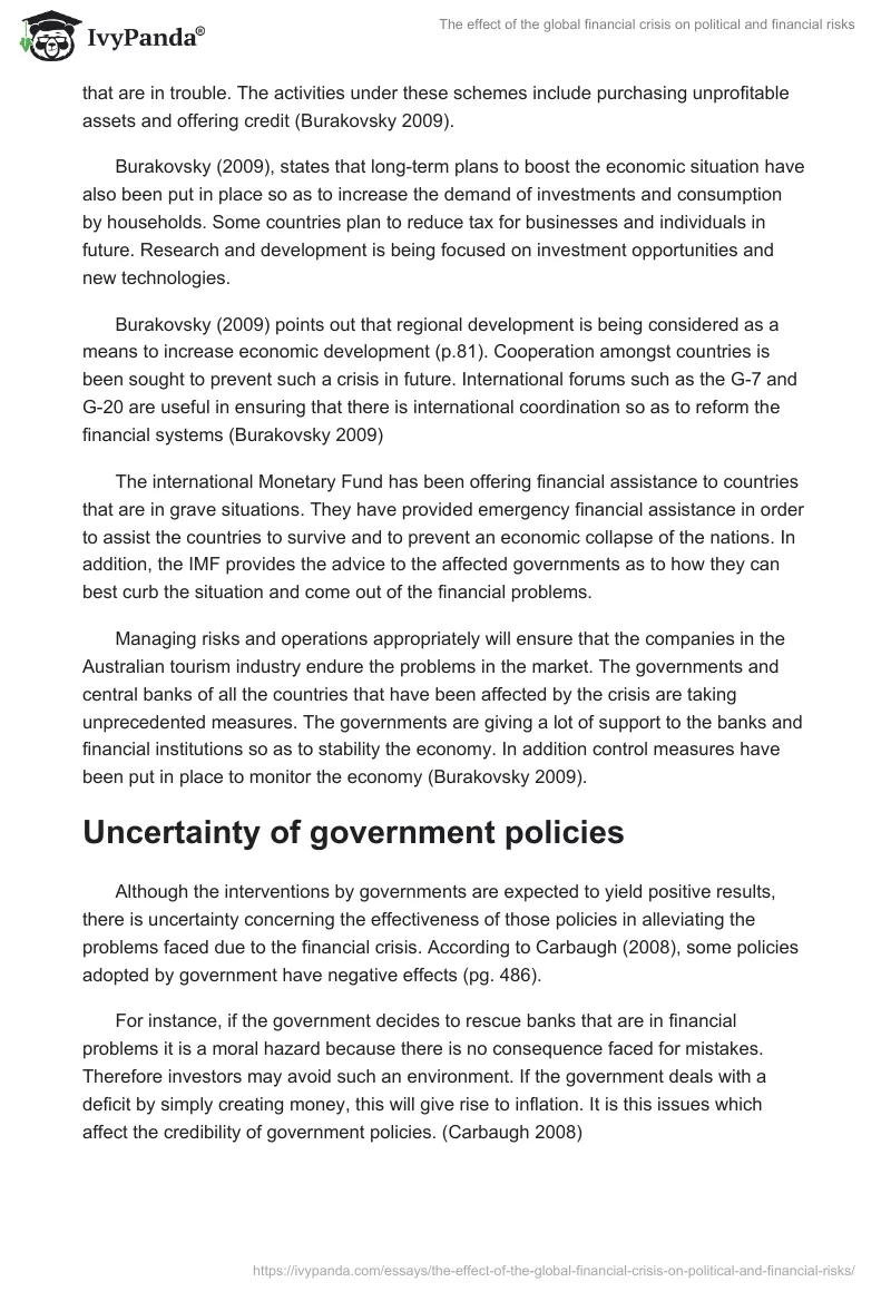 The effect of the global financial crisis on political and financial risks. Page 5