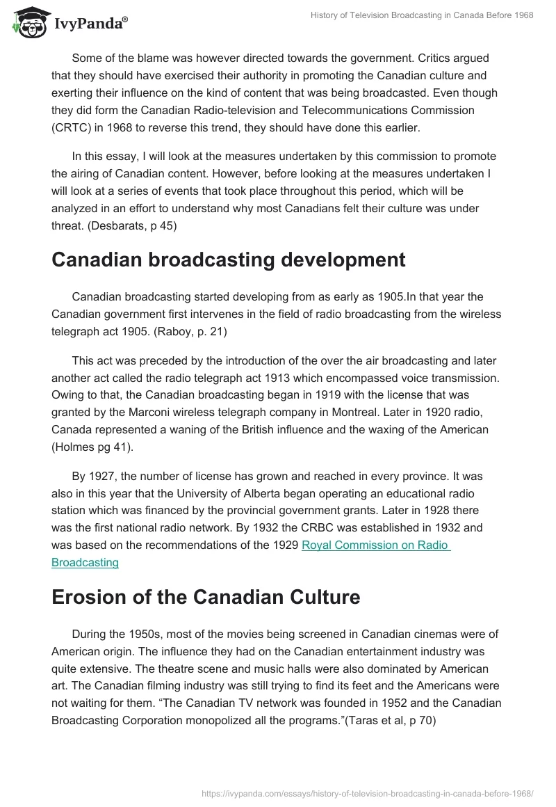 History of Television Broadcasting in Canada Before 1968. Page 2