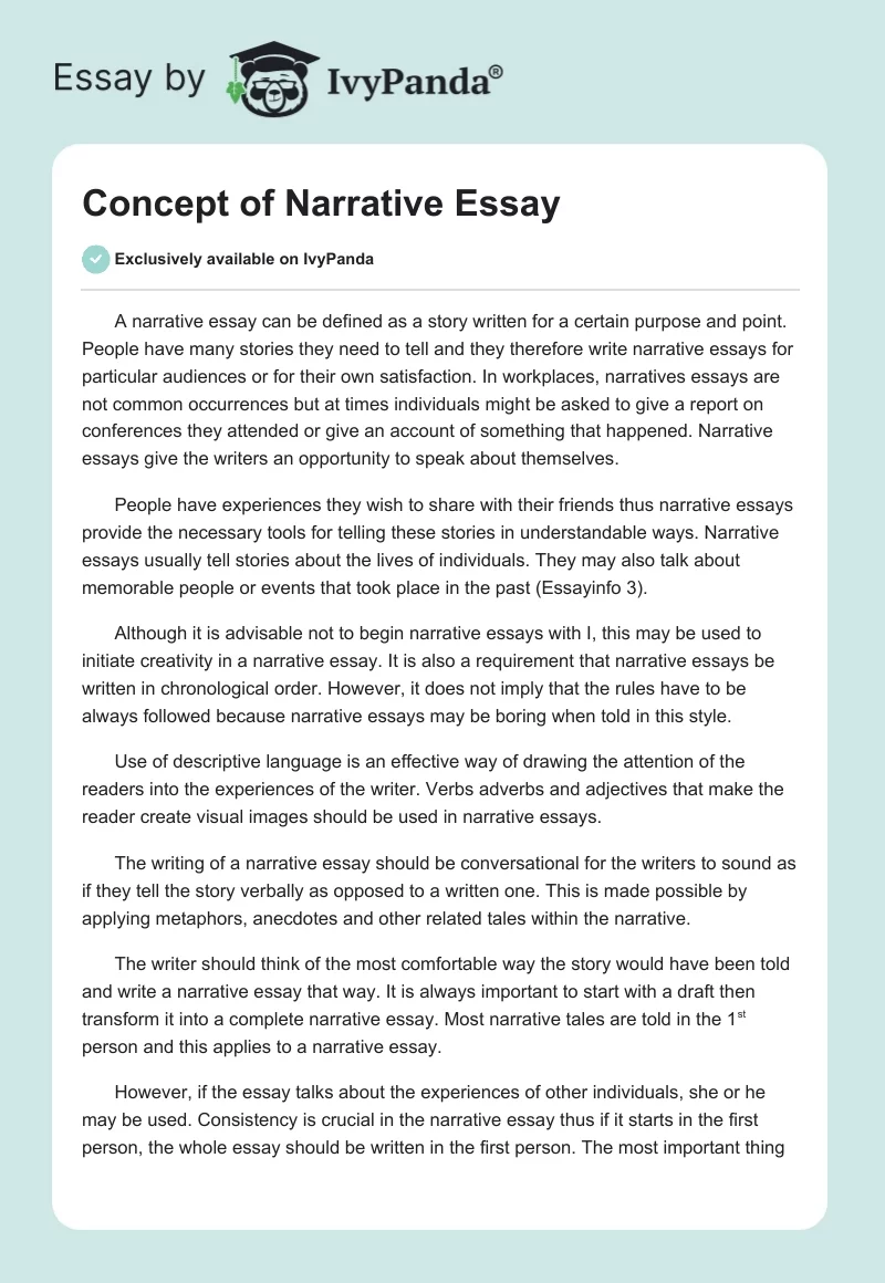 Concept of Narrative Essay. Page 1
