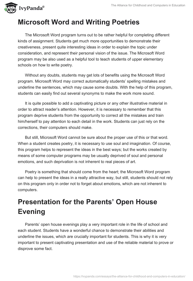 The Alliance for Childhood and Computers in Education. Page 2