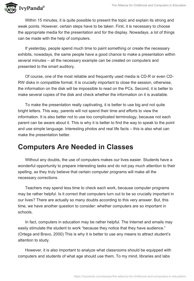 The Alliance for Childhood and Computers in Education. Page 3