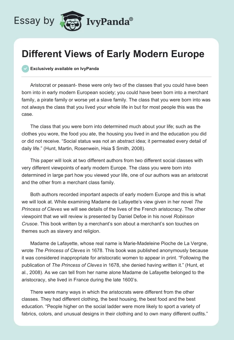 Different Views of Early Modern Europe. Page 1