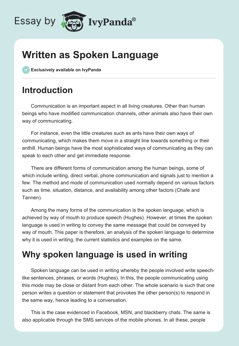 Written as Spoken Language. Page 1