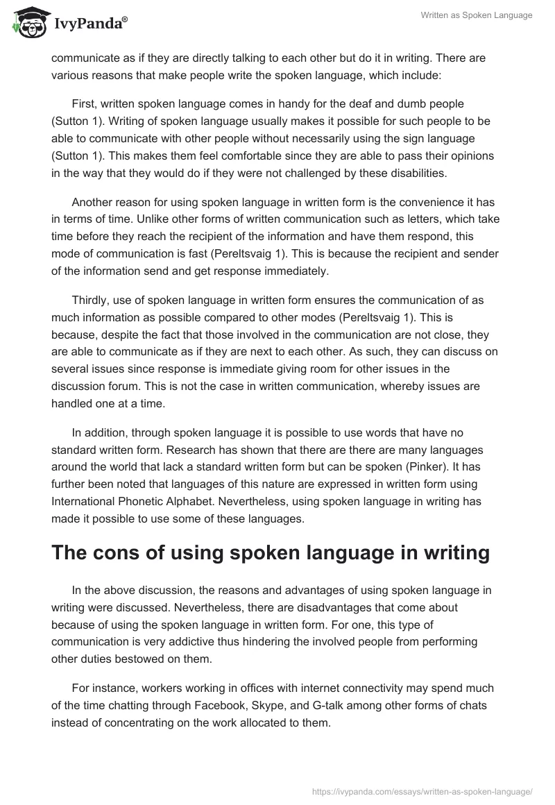 Written as Spoken Language. Page 2
