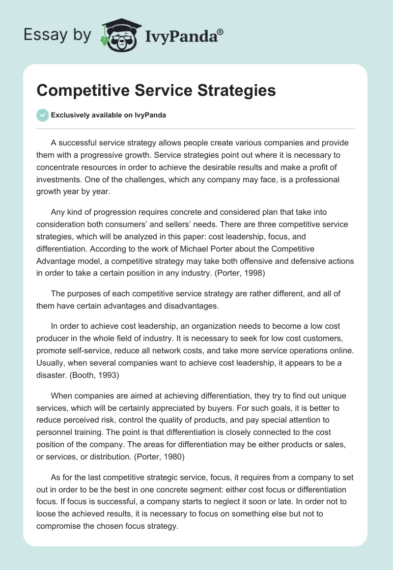 Competitive Service Strategies. Page 1