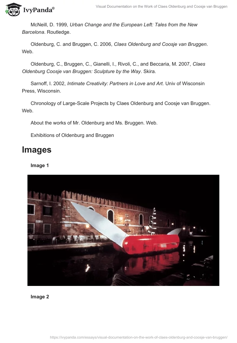 Visual Documentation on the Work of Claes Oldenburg and Coosje van Bruggen. Page 4
