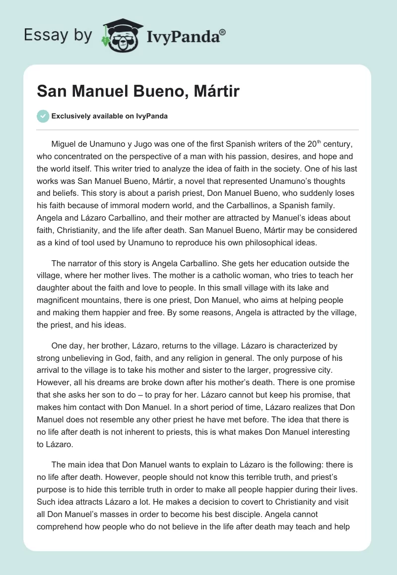 San Manuel Bueno, Mártir. Page 1