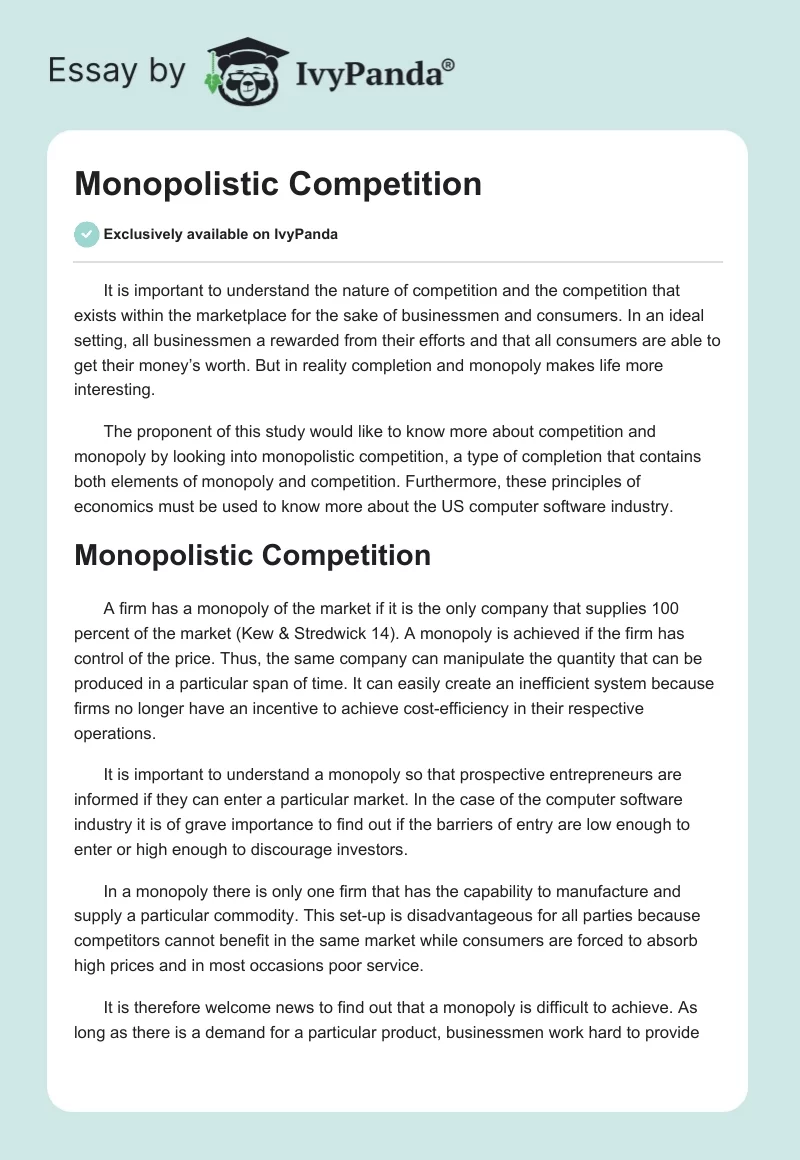 Monopolistic Competition. Page 1
