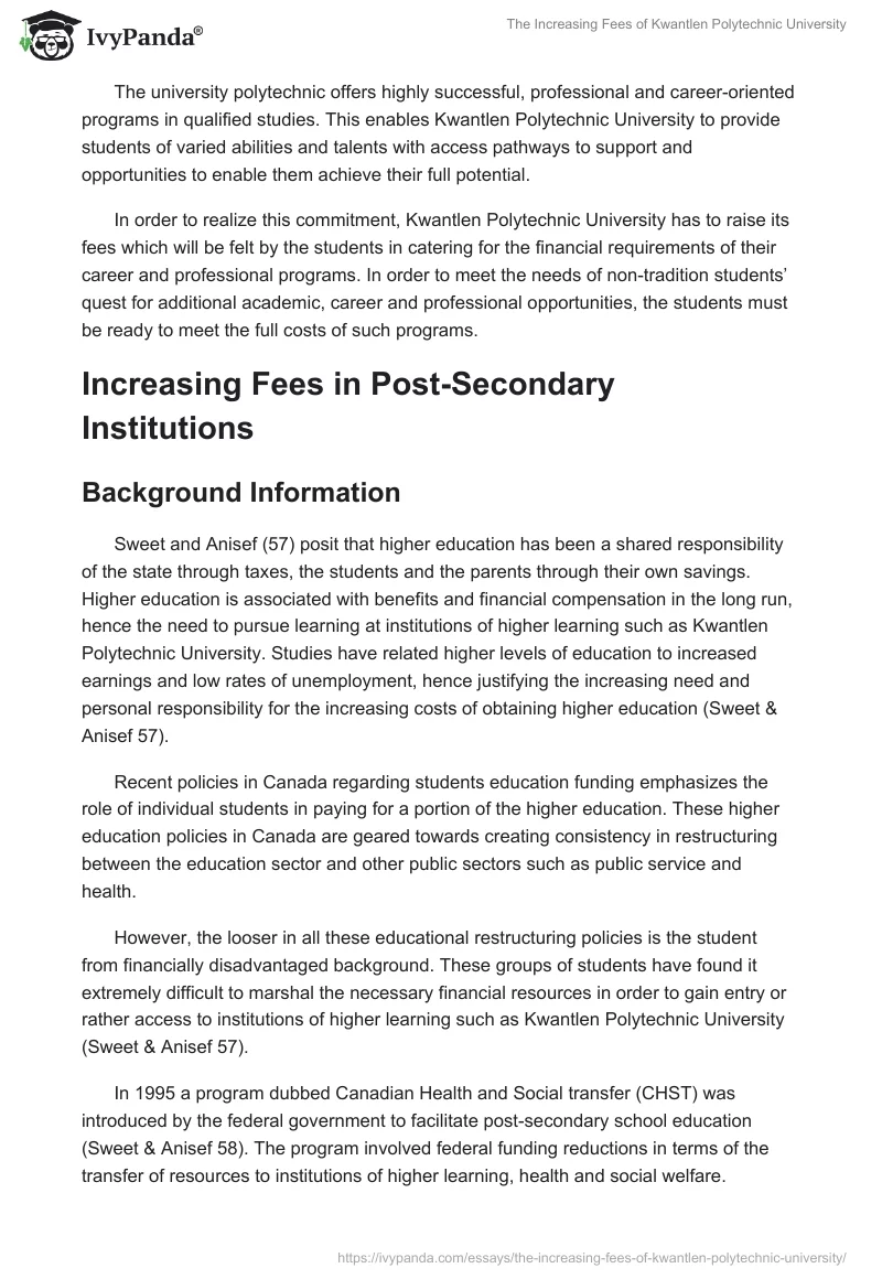 The Increasing Fees of Kwantlen Polytechnic University. Page 3