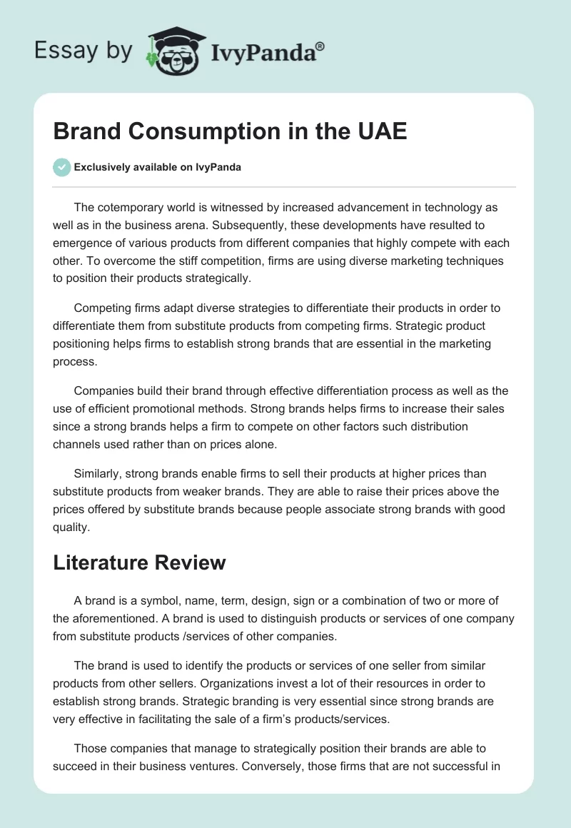 Brand Consumption in the UAE. Page 1