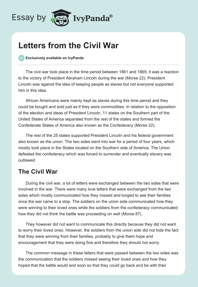 Letters From the Civil War. Page 1