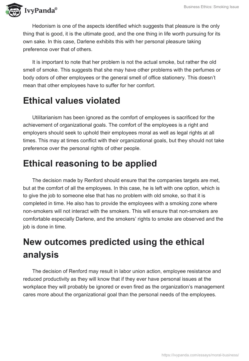Business Ethics: Smoking Issue. Page 2
