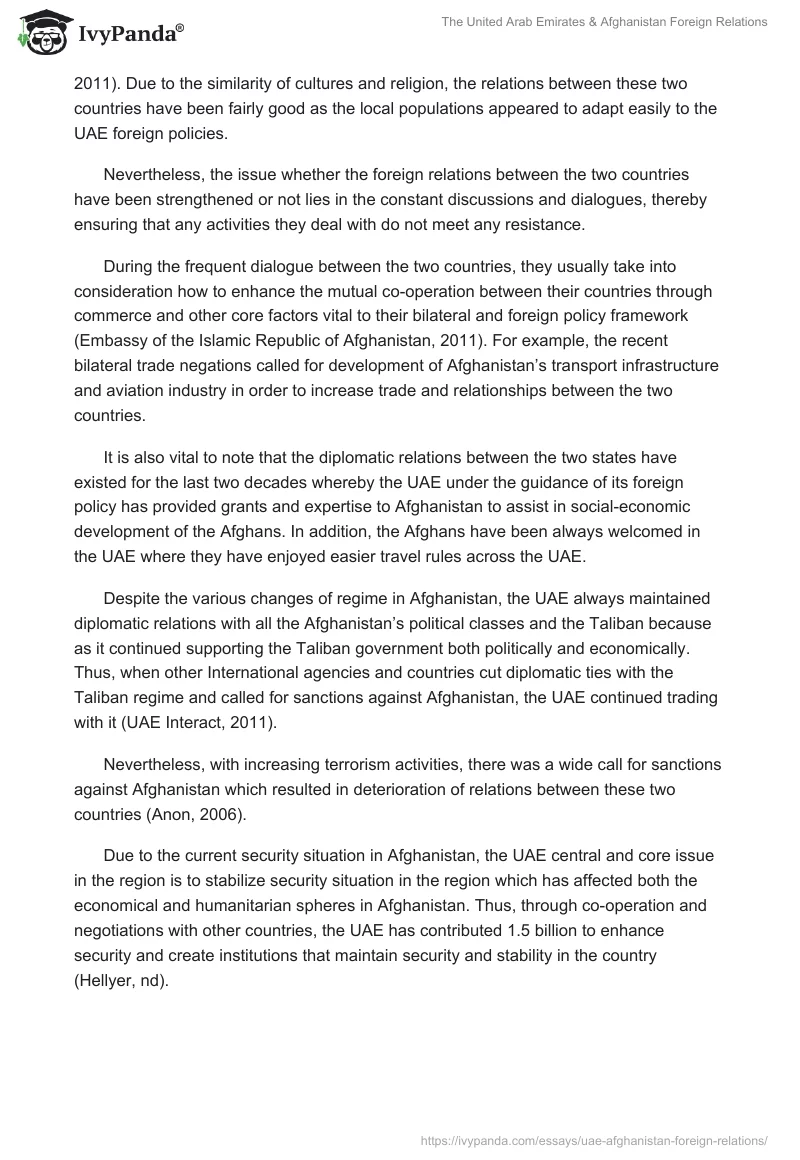 The United Arab Emirates & Afghanistan Foreign Relations. Page 2
