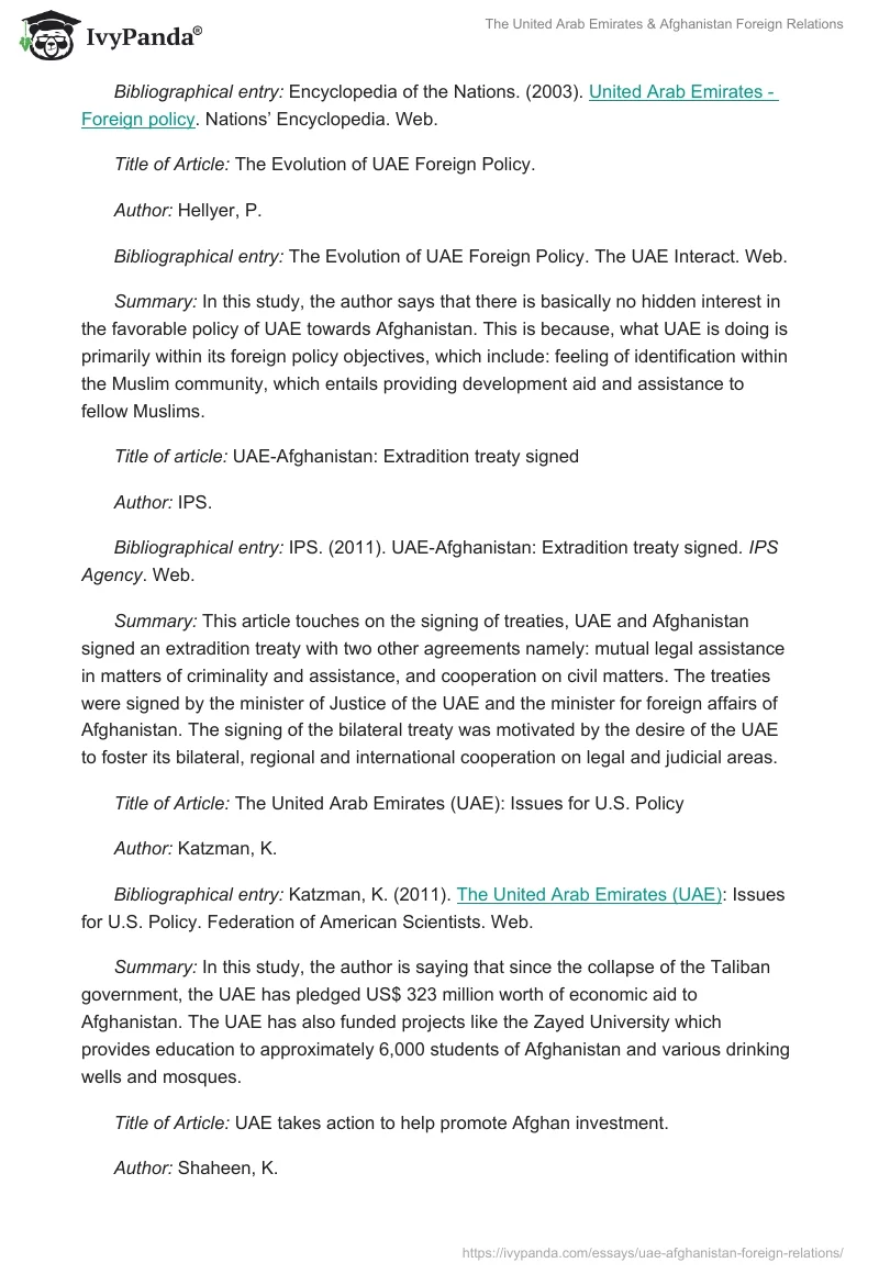 The United Arab Emirates & Afghanistan Foreign Relations. Page 5