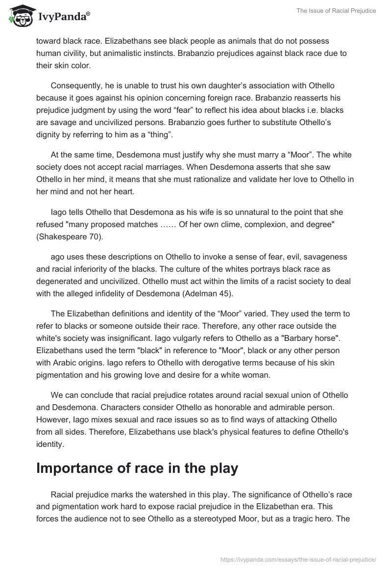 The Issue of Racial Prejudice. Page 2