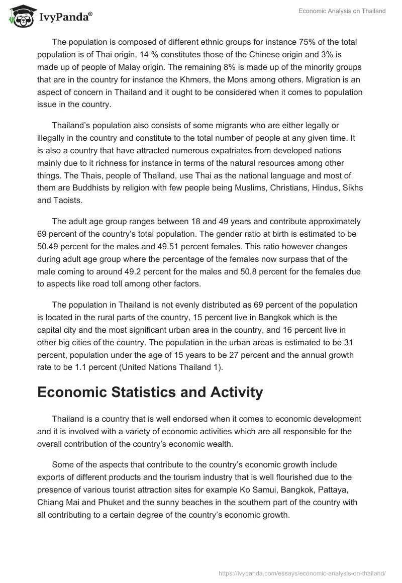 Economic Analysis on Thailand. Page 2