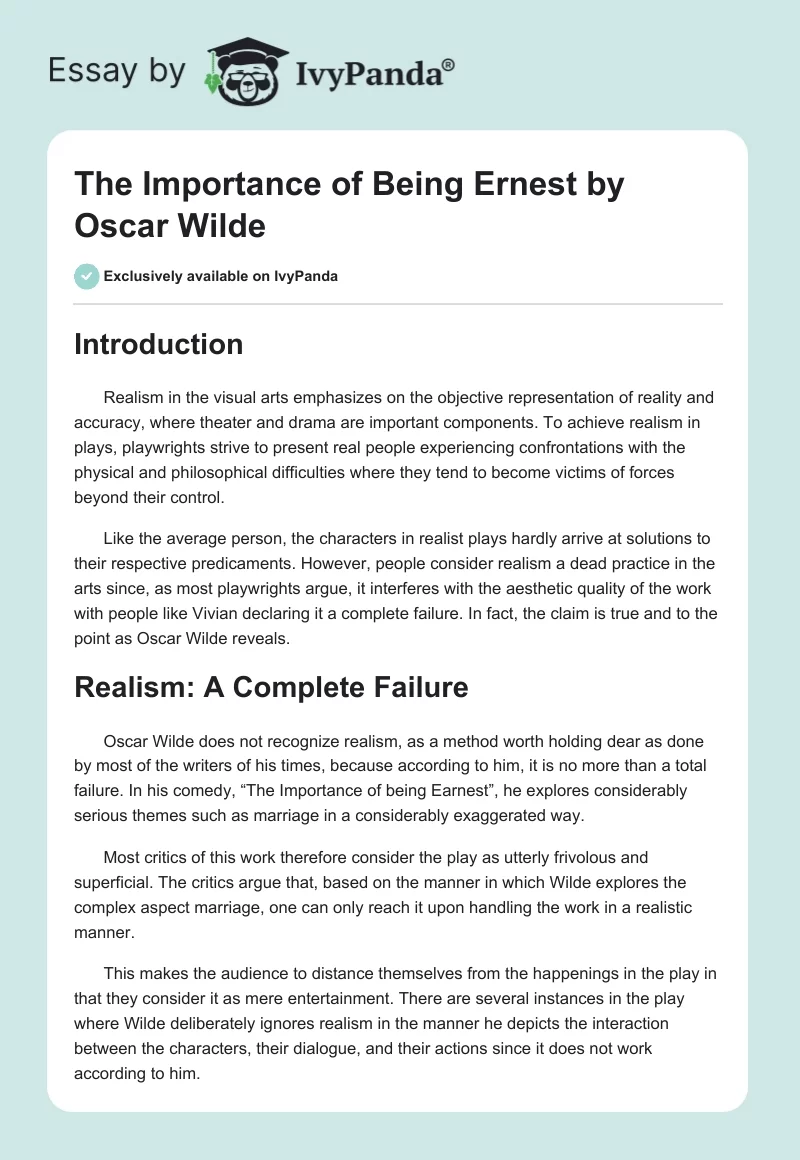 The Importance of Being Ernest by Oscar Wilde. Page 1