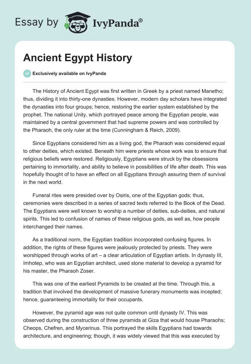 Ancient Egypt History. Page 1