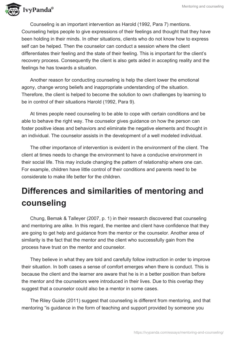 Mentoring and Counseling. Page 3