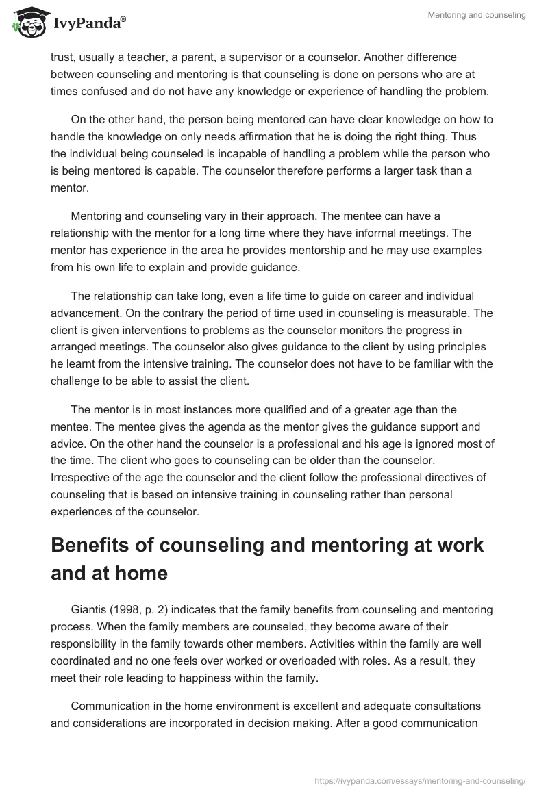 Mentoring and Counseling. Page 4