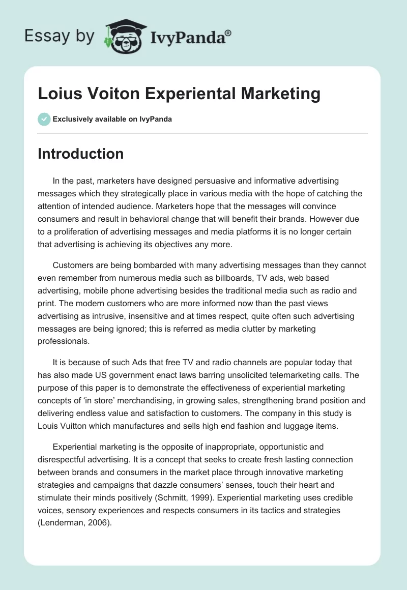 Loius Voiton Experiental Marketing. Page 1