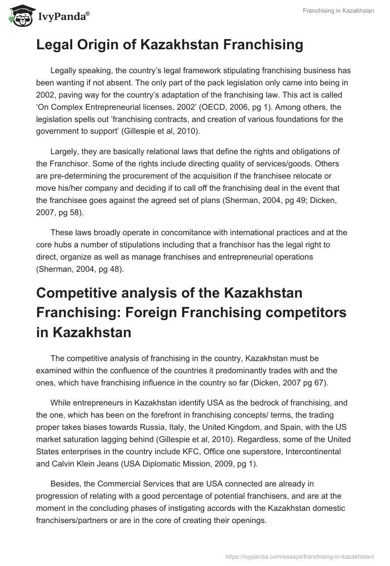 Franchising in Kazakhstan. Page 3