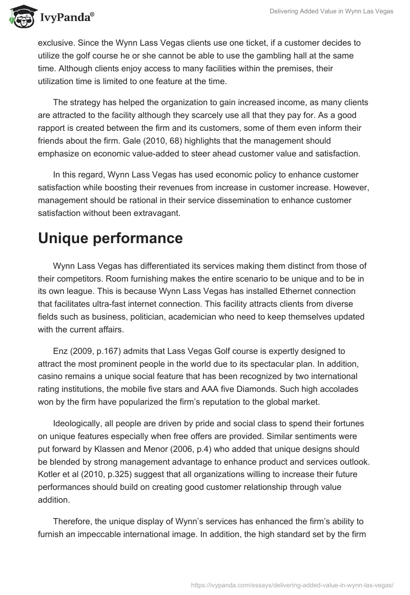 Delivering Added Value in Wynn Las Vegas. Page 4