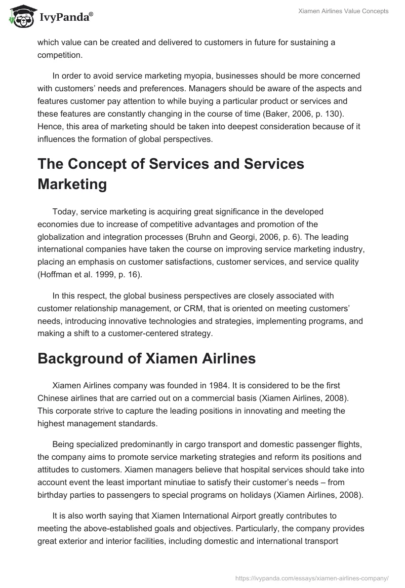 Xiamen Airlines Value Concepts. Page 2
