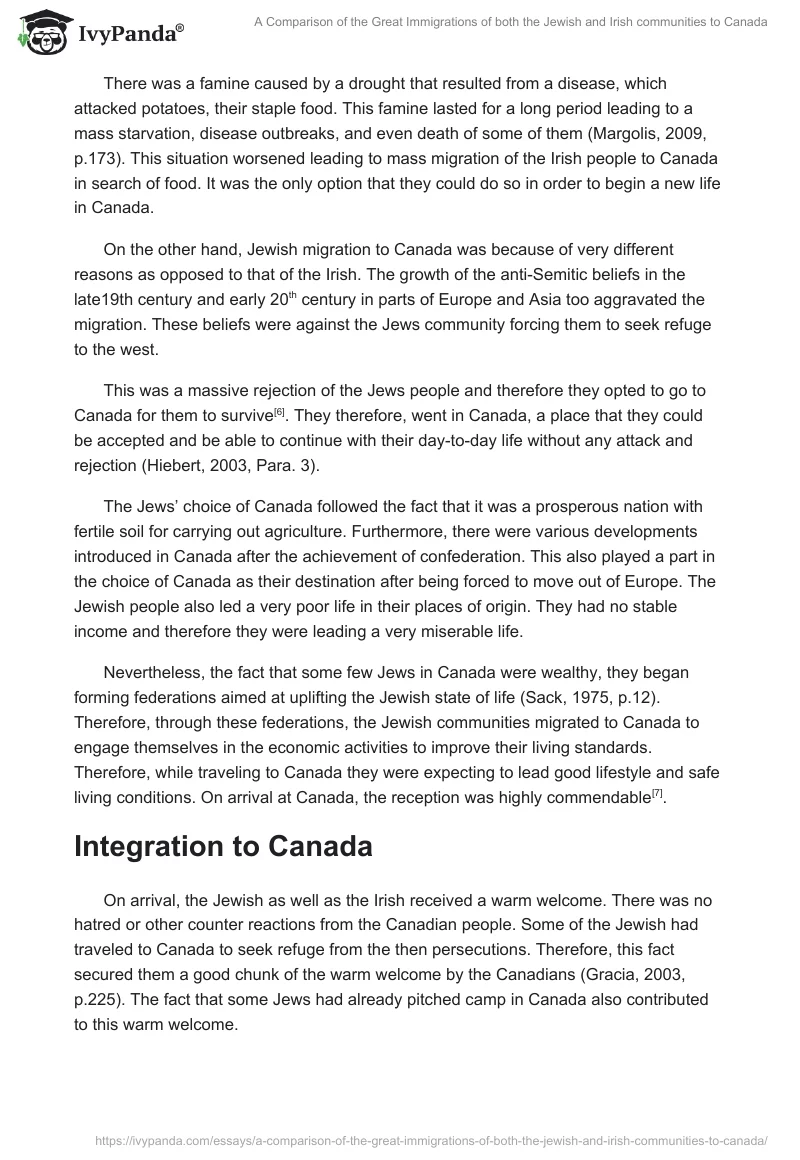 A Comparison of the Great Immigrations of both the Jewish and Irish communities to Canada. Page 3
