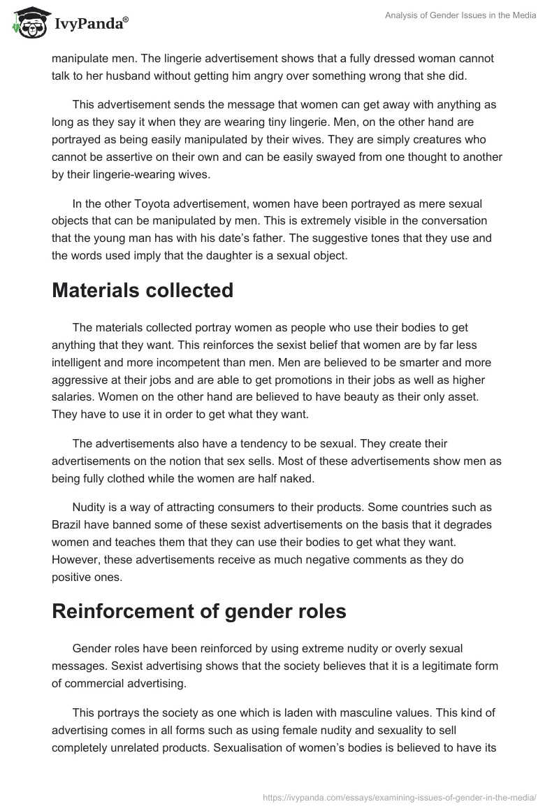 Analysis of Gender Issues in the Media. Page 2