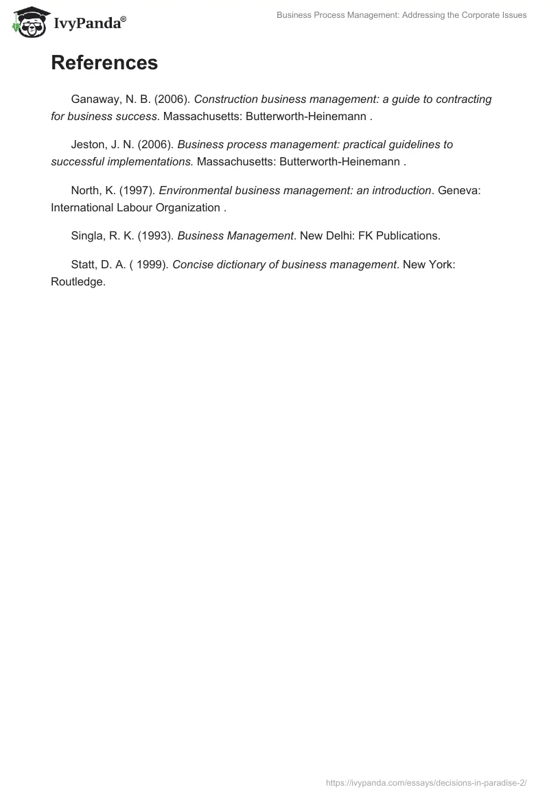 Business Process Management: Addressing the Corporate Issues. Page 4