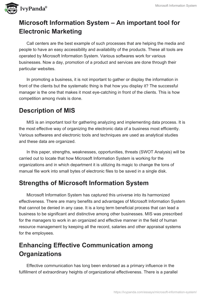Microsoft Information System. Page 2