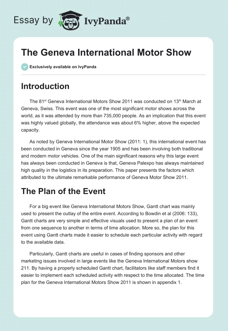 The Geneva International Motor Show. Page 1