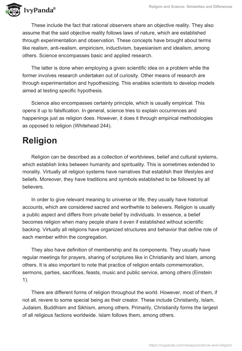 Religion and Science: Similarities and Differences. Page 3