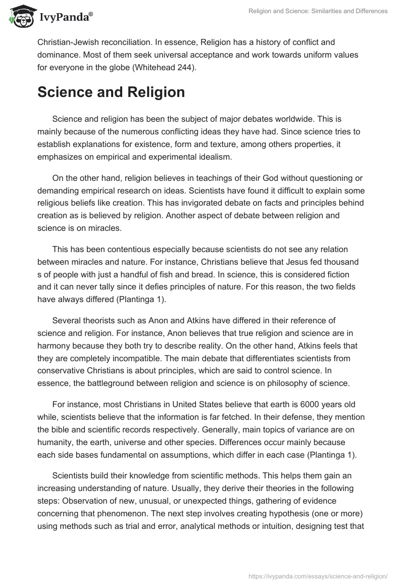 Religion and Science: Similarities and Differences. Page 5