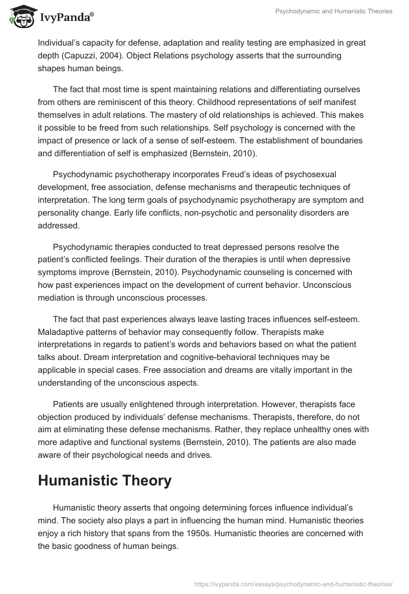 Psychodynamic and Humanistic Theories. Page 2
