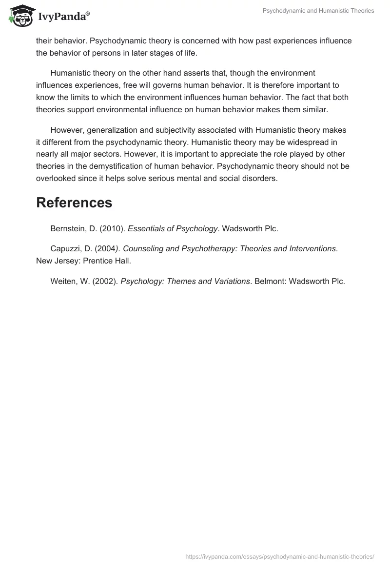 Psychodynamic and Humanistic Theories. Page 5