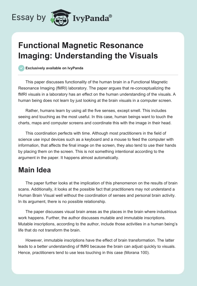 Functional Magnetic Resonance Imaging: Understanding the Visuals. Page 1