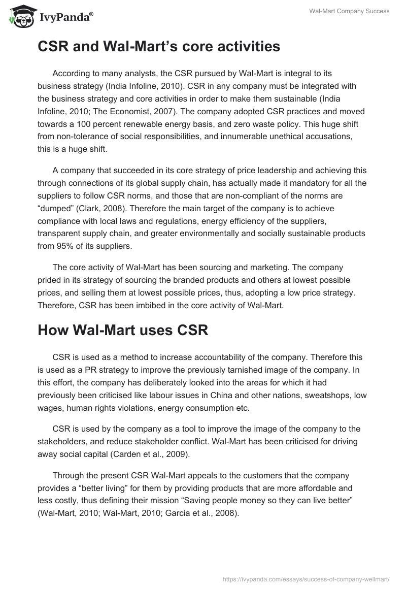 Wal-Mart Company Success. Page 2
