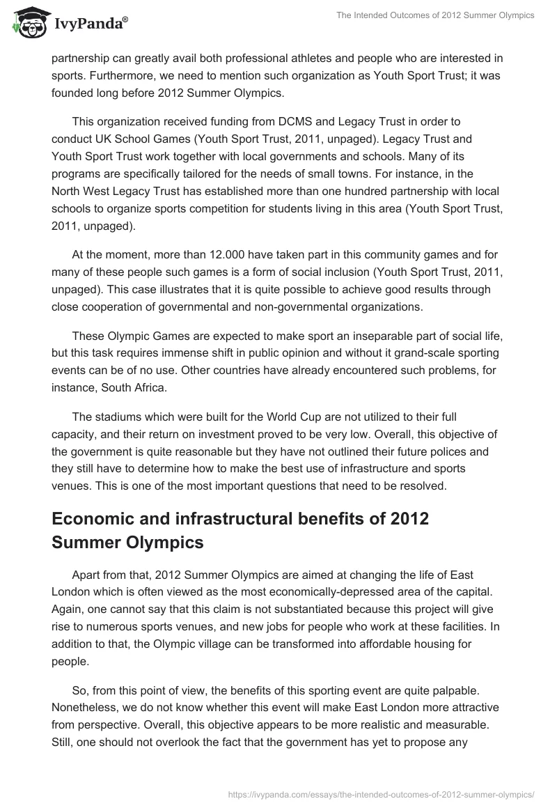 The Intended Outcomes of 2012 Summer Olympics. Page 3