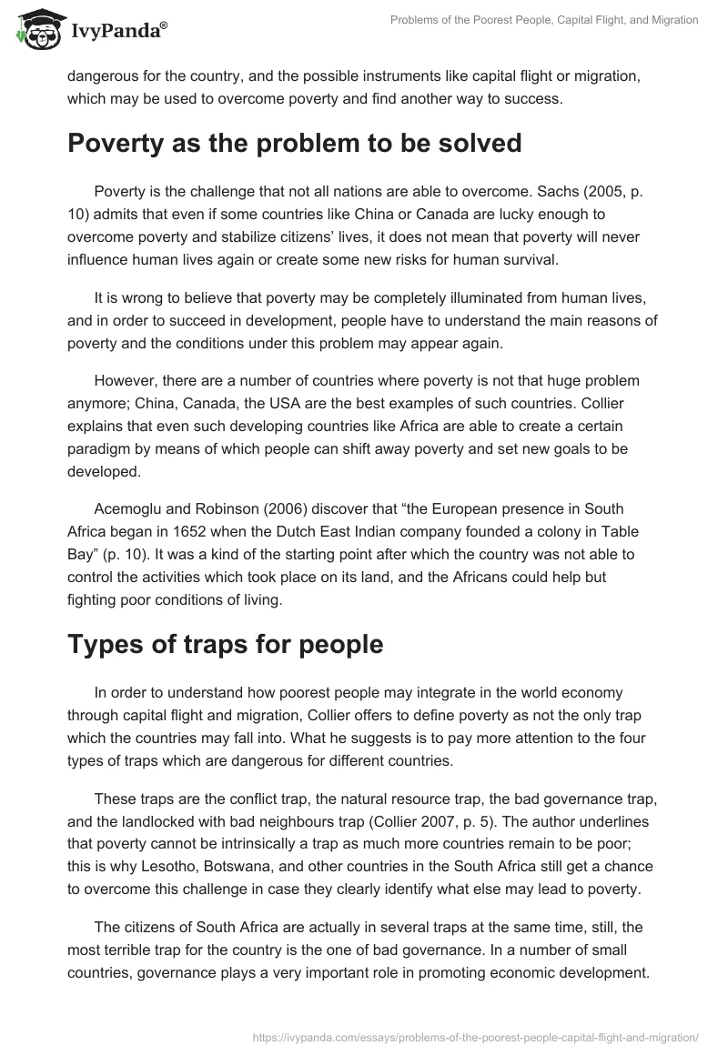 Problems of the Poorest People, Capital Flight, and Migration. Page 2