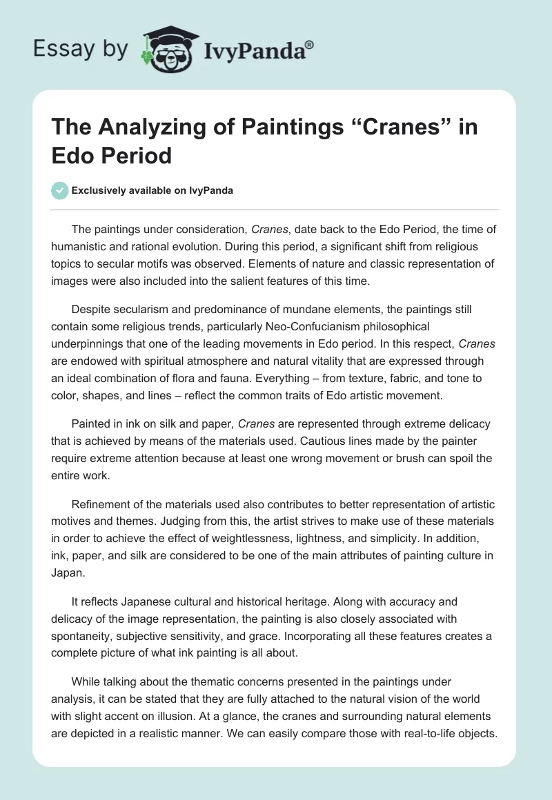 The Analyzing of Paintings “Cranes” in Edo Period. Page 1