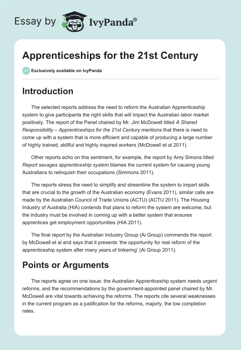 Apprenticeships for the 21st Century. Page 1