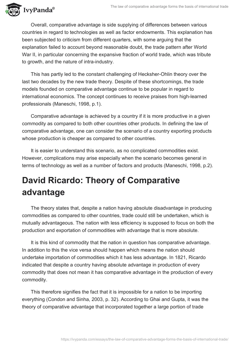 The Law of Comparative Advantage Forms the Basis of International Trade. Page 2