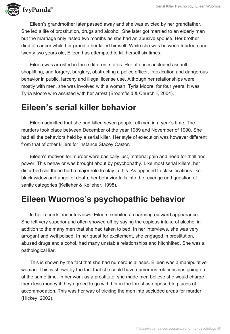 Serial Killer Psychology: Eileen Wuornos. Page 2