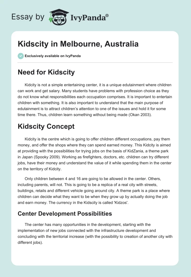 Kidscity in Melbourne, Australia. Page 1