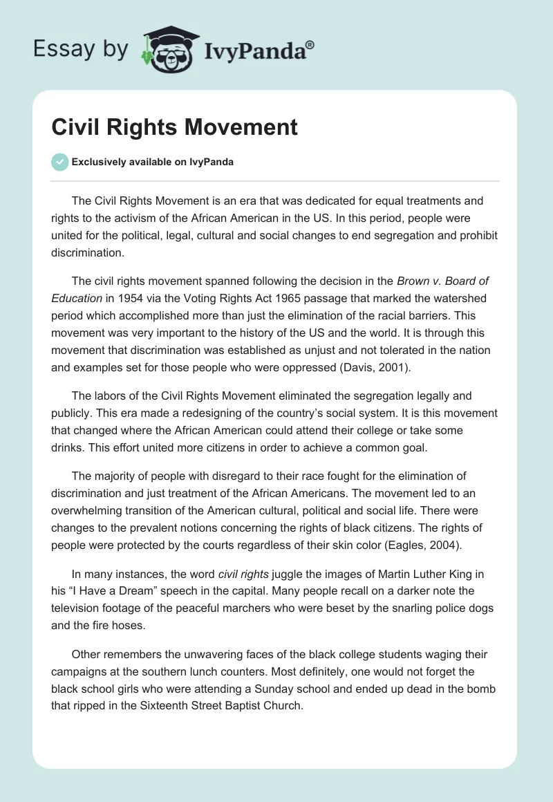civil rights movement essay pdf download