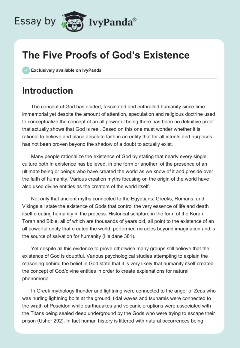 The Five Proofs of God’s Existence. Page 1
