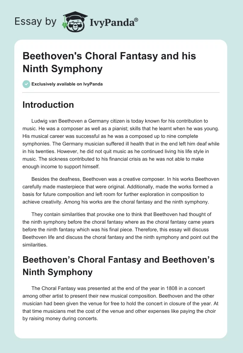 Beethoven's Choral Fantasy and His Ninth Symphony. Page 1