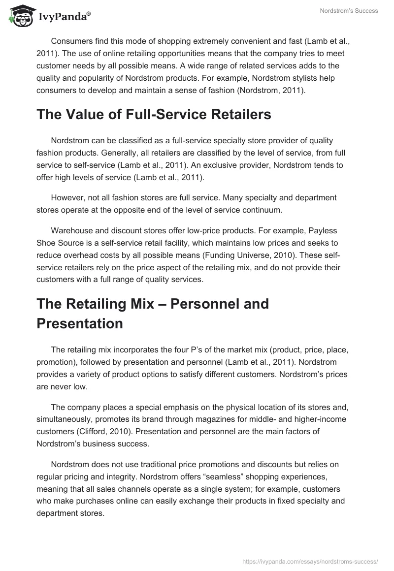 Nordstrom’s Success. Page 2